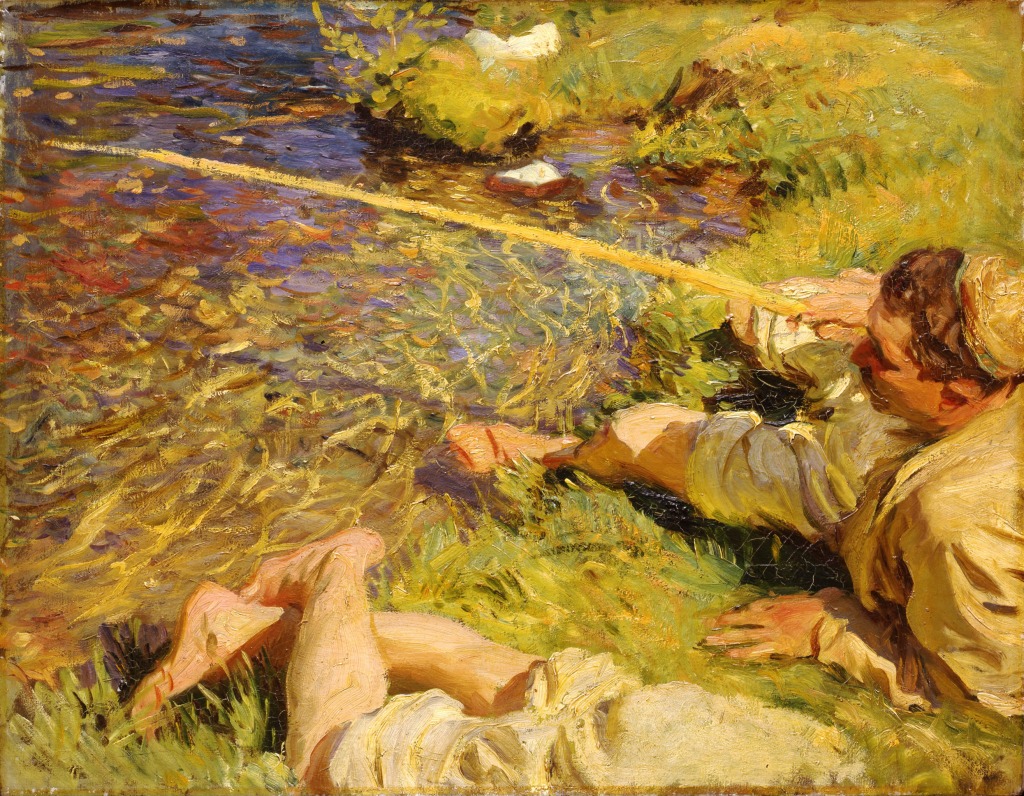 A Man Fishing jigsaw puzzle in Piece of Art puzzles on TheJigsawPuzzles.com